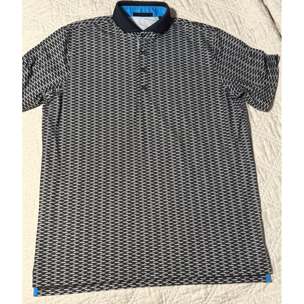Greyson Clothiers Mens animal Print Golf Polo Shirt Black White Blue Large L